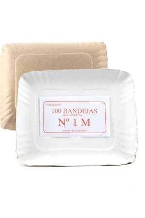 BANDEJA CARTULINA RECTANGULAR BLANCA PAQ X 100 U